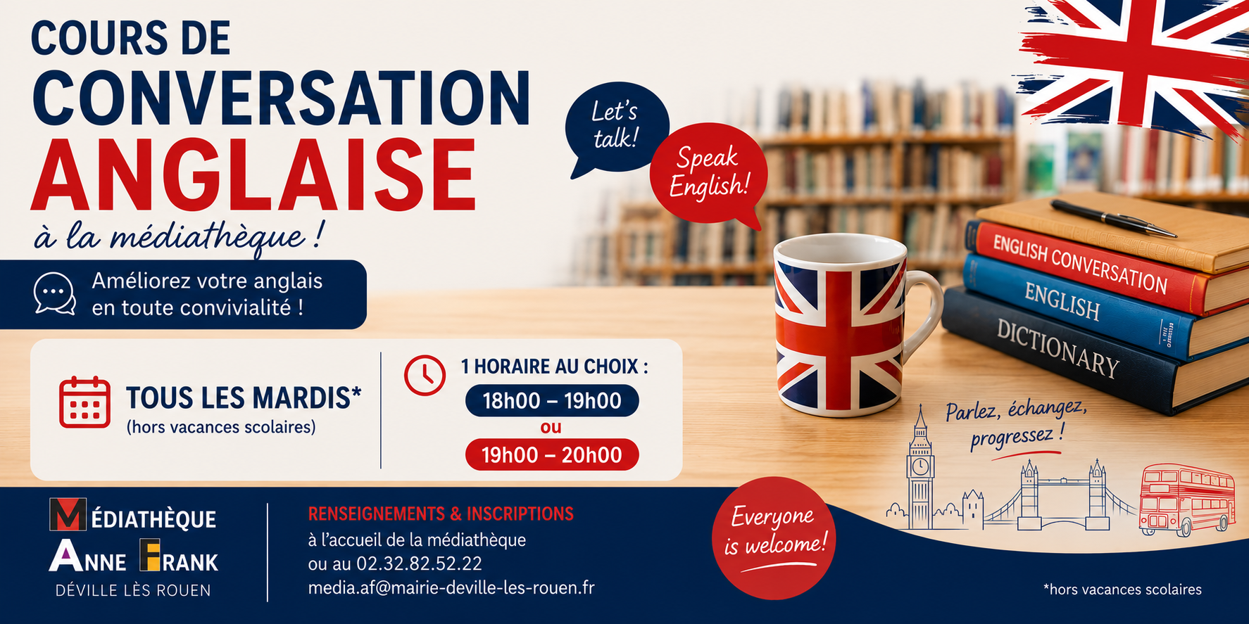 Conversation anglaise : reprise des cours le mardi 22 septembre